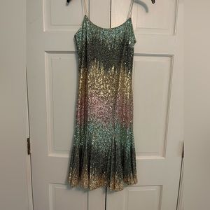 Pink / gold / mint / green / blue midi hoco or prom or party dress